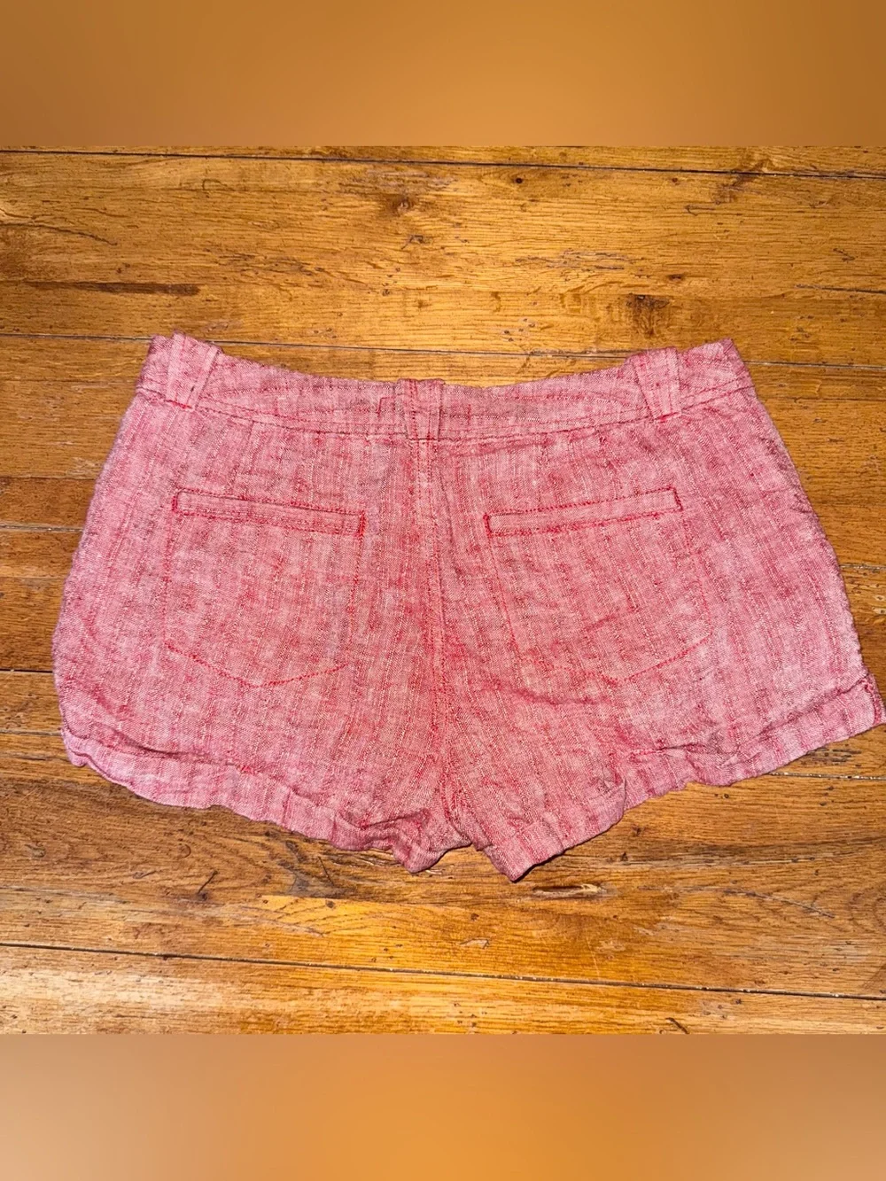 Free People Rolled Hem 100% Linen Red Shorts Size 4